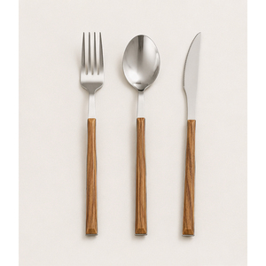Ensemble de couverts en acier inoxydable avec manche en bois naturel, couverts modernes pour restaurant et hôtel, finition polie miroir, cadeau - Product Image 5