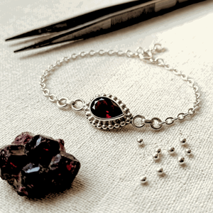 Natural Garnet Pear Shape 925 Sterling <b>Silver</b> Handmade <b>Bracelet</b> for Women Boho Fashion Charm Women's Birthday Anniversary Gift - Product Image 3
