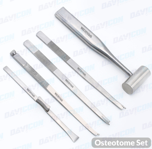Kit d'osteotomes manuels de qualité médicale, ciseaux à os droits et courbés pour la chirurgie plastique et la chirurgie reconstructive |   Rhinoplastie - Product Image 3
