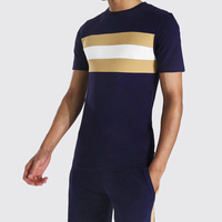 Ensemble court pour homme, t-shirt color block et short en polaire, prix de gros, col montant oversize, streetwear, ensembles jumeaux d'été pour homme