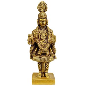 Escultura hecha a mano de 7 pulgadas Shri Swaminarayan Ji en latón, hecha en India para regalar - Product Image 1