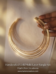 Handmade Gold Layered Collar Necklace - Minimalist Statement Choker Boho Ethnic Fashion Jewelry Wholesale - Product Image 3