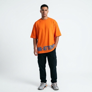 Camiseta Oversize Naranja para Hombre Estilo Bape, Ropa para Hombre, Camisetas para Hombre, Proveedor Mayorista de Ropa para Hombre - Product Image 1