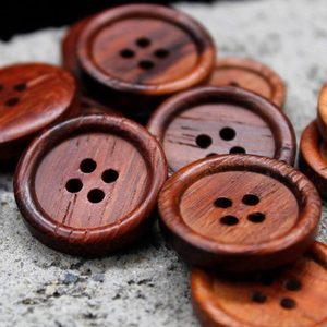 Botones Circulares de Madera de Caoba Natural con Borde Fino y 4 Agujeros, Accesorios para Trajes y Prendas Exteriores - Product Image 5