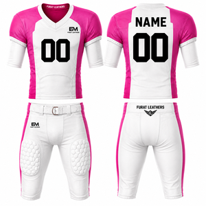 Ensemble de maillots de football américain FURAT LEATHERS, rouge et noir, col en V, manches courtes, évacuation de l'humidité, motif 3D, rembourré, transfert thermique - Product Image 3