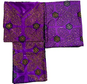 Robe Dashiki Africaine Violette Broderie Florale Sans Manches pour Femme, Tenue Traditionnelle Coupe Classique en Soie Écologique Hiver - Product Image 5