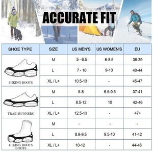 Dello stivale antiscivolo in acciaio inox da 19 pezzi con pinzatura per ghiaccio da neve per camminare-scarpe nere artigli accessori per sport invernali - Product Image 6