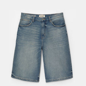 Custom Denim Jorts Hip-hop Embroidered Vintage BLUE WASHED Denim Baggy <b>Jean</b> Shorts <b>Men</b> Custom Design Long Shorts - Product Image 1