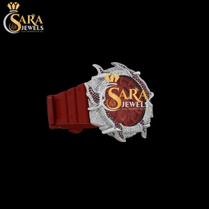 Elegant Half Iced Red <b>Rubber</b> Strap Elegant Square Dial Moissanite Diamond <b>Watch</b> Half Iced <b>Rubber</b> Strap Stainless Steel Automatic - Product Image 2