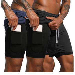 Pantalones Cortos Deportivos para Hombre 2 en 1 con Forro de Compresión, Pantalones Cortos de Gimnasio con Bolsillo para Teléfono, Proveedor Mayorista OEM - Product Image 1