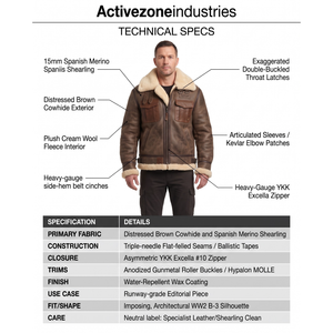 Chaqueta Bomber B-3 de Piel de Merino Gruesa Personalizada OEM para Hombre, Chaqueta de Vuelo de Invierno con Gráficos Cyberpunk y Cuero Desgastado - Product Image 5