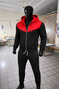 Conjunto Deportivo Personalizado para Hombre, Sudadera con Capucha en Contraste Rojo y Negro, Pantalones Jogger, Ropa Deportiva, Traje de Entrenamiento, Conjunto para Correr - Product Image 6