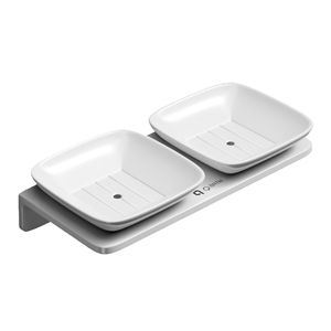 Porte-savon mural adhésif moderne double petit carré avec trous de drainage pour salle de bain et évier de cuisine - Product Image 1
