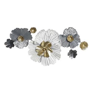 Grande Décoration Murale Métallique Rose Dorée Texturée 3D Faite à la Main, Panneau Multi-Fleurs, Style Nordique de Luxe pour la Maison - Product Image 3