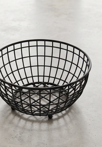 Custom Black Metal Wire <b>Fruit</b> <b>Storage</b> Basket Deep Grid Decorative Bread Holder Modern Kitchen Stand - Product Image 5