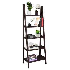 Scaffale a 5 livelli multifunzionale moderno in legno per piante, fiori e libri, espositore per casa e ufficio, scaffale a parete a gradino inclinato - Product Image 4
