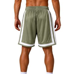 Shorts de basket-ball pour hommes personnalisés en vert sauge avec bande latérale blanche, shorts d'entraînement sportifs, taille élastique, vêtements de sport, vêtements de fitness - Product Image 2