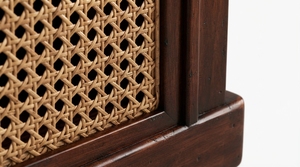 Banco de Ratán y Madera de Caoba Sólida, Consola de Entretenimiento Moderna, Mueble de Almacenamiento de Madera, No Plegable, para Sala de Estar - Product Image 3