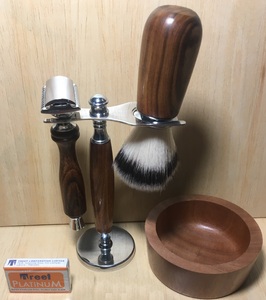 Professional wood Faux Badger Hair Brush Men's Shaving Tool <b>Kit</b> with <b>Resin</b> & Metal OEM Brand Private Label Option - Product Image 6