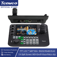 4 Cámaras PTZ para Conferencias 4K 60fps NDI con Zoom 30x, USB+HDMI+3G-SDI+POE |   Controlador de Teclado con Pantalla Dividida en 4 | Mezclador/Conmutador PC500