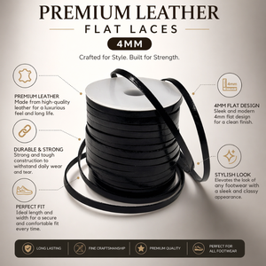 Cordones Planos de Cuero Genuino de 4 mm de Ancho, Cordones Premium para Zapatos, Botas, Zapatillas Deportivas, Duraderos, Flexibles, Resistentes, de Repuesto, 10 m - Product Image 5