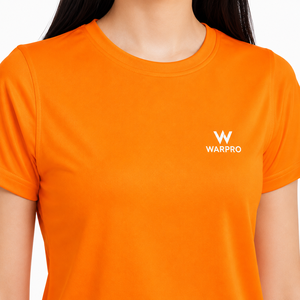 Women's Orange Crew Neck Short Sleeve T-Shirt 100% Cotton Jersey Casual Fit Regular Length Breathable Solid Color - Product Image 3