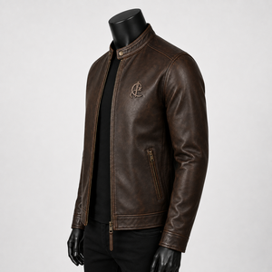 Blouson en cuir pour homme, devant en toile, imperméable, personnalisé, hiver, nouveau, col montant, coupe classique, délavé, à prix abordable - Product Image 3