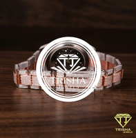 Montre bracelet de luxe bicolore sertie de diamants pour homme, montre de mode haut de gamme