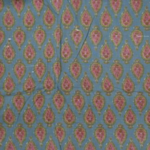 Tela de Algodón Kalamkari Orgánica y Ecológica con Estampado Floral Azul Cielo y Rosa de Jaipur, Textil Étnico Hecho a Mano para Ropa de Mujer - Product Image 6