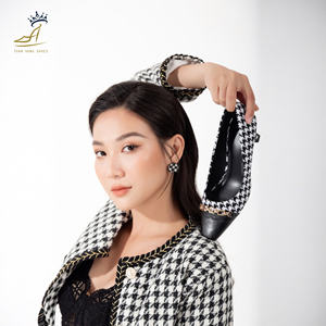 Zapatos de Oficina Cómodos con Punta Cuadrada de 5 cm |   Zapatillas Ligeras de Tweed y Satén, Proveedor de Vietnam - Product Image 5