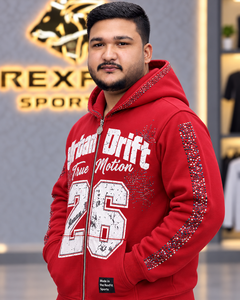 Sweat-shirt à capuche zippé personnalisé pour homme avec strass et motif, en molleton, style décontracté, sportswear, streetwear, veste tendance avec poche avant, OEM - Product Image 4