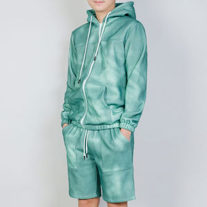 Ensemble de survêtement unisexe professionnel en coton de haute qualité avec sweat à capuche zippé et short, imprimé tie-dye pour homme, idéal été comme hiver - Product Image 4