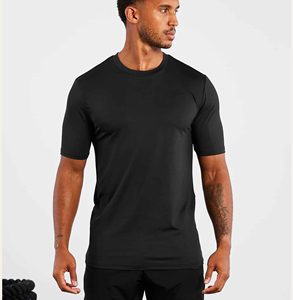 <b>Men</b> Custom Wholesale Gym Shirt Quick Dry Compression Sports Top Slim Fit Spandex <b>Stretch</b> Workout Tops Plain Blank Knitted Solid - Product Image 1