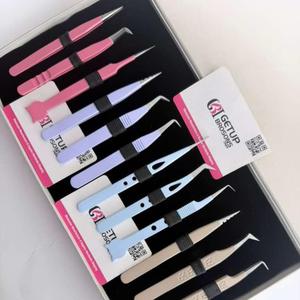 GETUP BROSONS IMPEX – Kit de pinces à cils antistatiques en acier inoxydable de précision, pointe lisse, emballage en boîte noire avec étuis - Product Image 1