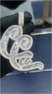 Colgante de letras artísticas Hip Hop con Moissanita VVS Iced Out, Plata de ley 925, con engaste/logotipo personalizado, Joyería de moda - Product Image 4