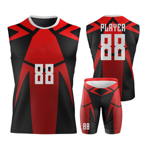 Conjunto de Uniforme de Voleibol Sublimado Personalizado Rojo y Negro 88 Jugadores Unisex Deportivo Sin Mangas Compresión para Todas las Temporadas - Product Image 1
