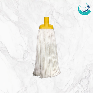 Têtes de balai serpillère KSR en coton blanc de haute qualité avec support à quatre couleurs pour système de nettoyage de sols à extrémité coupée - Product Image 1