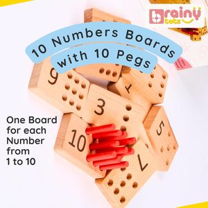 Bloques de números de madera Brainy Tots con palitos rojos, juguete educativo de matemáticas para niños, aprendizaje de conteo y aritmética - Product Image 6