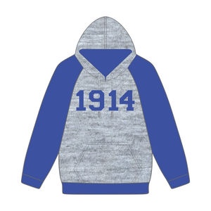 ปีก่อตั้ง 1914 ฟี เบต้า ซิกมา เสื้อฮู้ดสีเทา แขนเสื้อสีน้ำเงินแบบแร็กแลน เสื้อผ้าสำหรับสมาคมนักศึกษา  แบบสั่งทำพิเศษ ดีไซน์ Divine Nine HBCU - Product Image 2