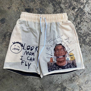 Short en maille imprimé de qualité supérieure style rue pour hommes, personnalisé, décontracté, motif solide, quantité minimale de commande bas d'été, impression par sublimation - Product Image 4