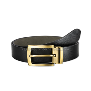 Ceinture en cuir texturé noir de qualité supérieure pour hommes avec boucle à ardillon rectangulaire en alliage doré, ceinture habillée classique formelle, vente en gros - Product Image 1