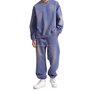 Nouvelle Mode Survêtement vintage délavé à l'acide de haute qualité délavé au soleil 2 pièces logo personnalisé et design OEM unisexe hiver 100% coton - Product Image 1