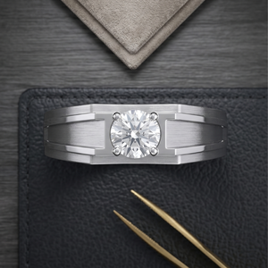 Anillo de Diamantes Solitario para Hombre, Anillo de Bodas de Oro Blanco de 18K, Anillo de Diamantes Cultivados en Laboratorio, Anillo de Compromiso Moderno, Regalo para Él - Product Image 3