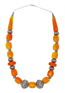 Handmade Resin Beaded <b>Necklace</b> with Orange and Turquoise Stones Fashion <b>Statement</b> Jewelry for Women - Product Image 4
