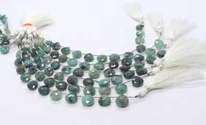 Esmeralda natural facetada en forma de corazón, tipo briolette, de 9 a 10 mm, cuentas de esmeralda auténtica, hilo de 6 pulgadas, cuentas de primera calidad en forma de corazón. - Product Image 4