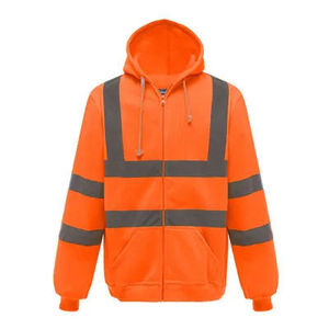 High Visibility Reflective Safety Hoodie Full Zip <b>Work</b> Jacket Detachable Hood <b>Waterproof</b> Breathable Hoodie OEM Safety Workwear - Product Image 6