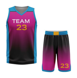 ชุดเสื้อบาสเก็ตบอลทีม 23 แบบซับลิเมชั่น ยูนิเซ็กซ์ ระบายเหงื่อได้ดี สีไล่ระดับ คอวี แขนกุด ทรงแอธเลติก สำหรับผู้ใหญ่ ทุกฤดูกาล - Product Image 1