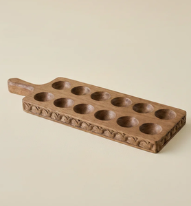 Support à œufs en bois avec 12 trous, plateau de service brun naturel à prix avantageux - Product Image 2