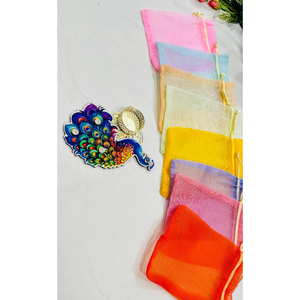 Juego de Diyas Festivos con Diseño de Pavo Real y Bolsas de Regalo de Organza Multicolor con Cordón para Regalos y Decoración al por Mayor - Product Image 2