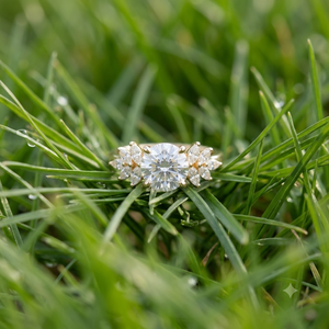 Custom <b>Cocktail</b> 14K Solid <b>Gold</b> Moissanite Diamond <b>Rings</b> Prong Set Trendy Romantic Style Flower Design Engagement Wedding Gifts - Product Image 4